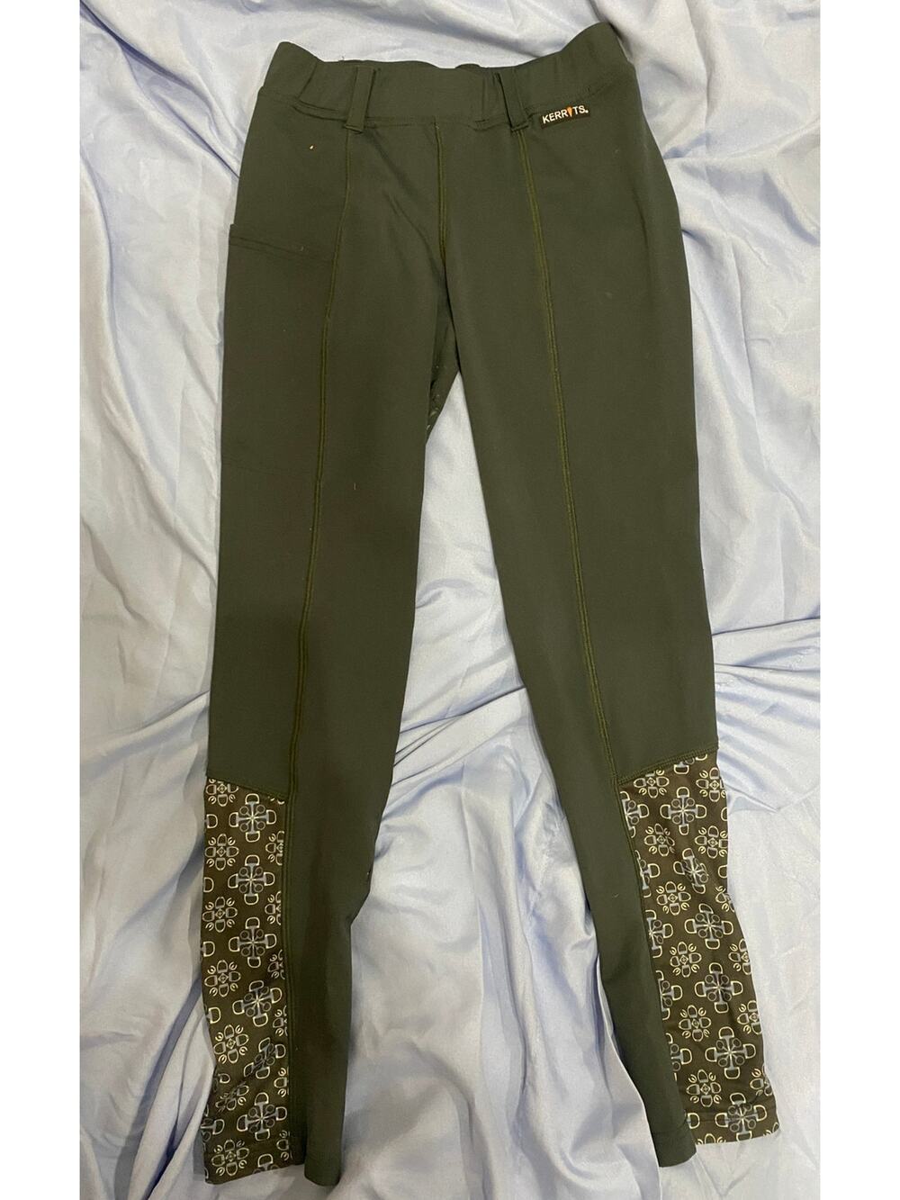 Kerrits Fleece Lined Winter Equestrian Tights - Green - Size L